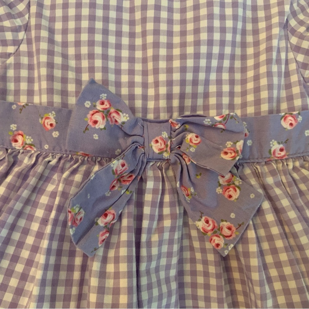 PLACE Purple Gingham Dress with Floral Bow